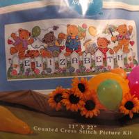 kit per realizzare quadretto nascita punto croce 