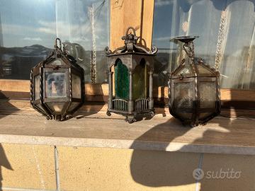 Lanterne in ferro battuto e vetro