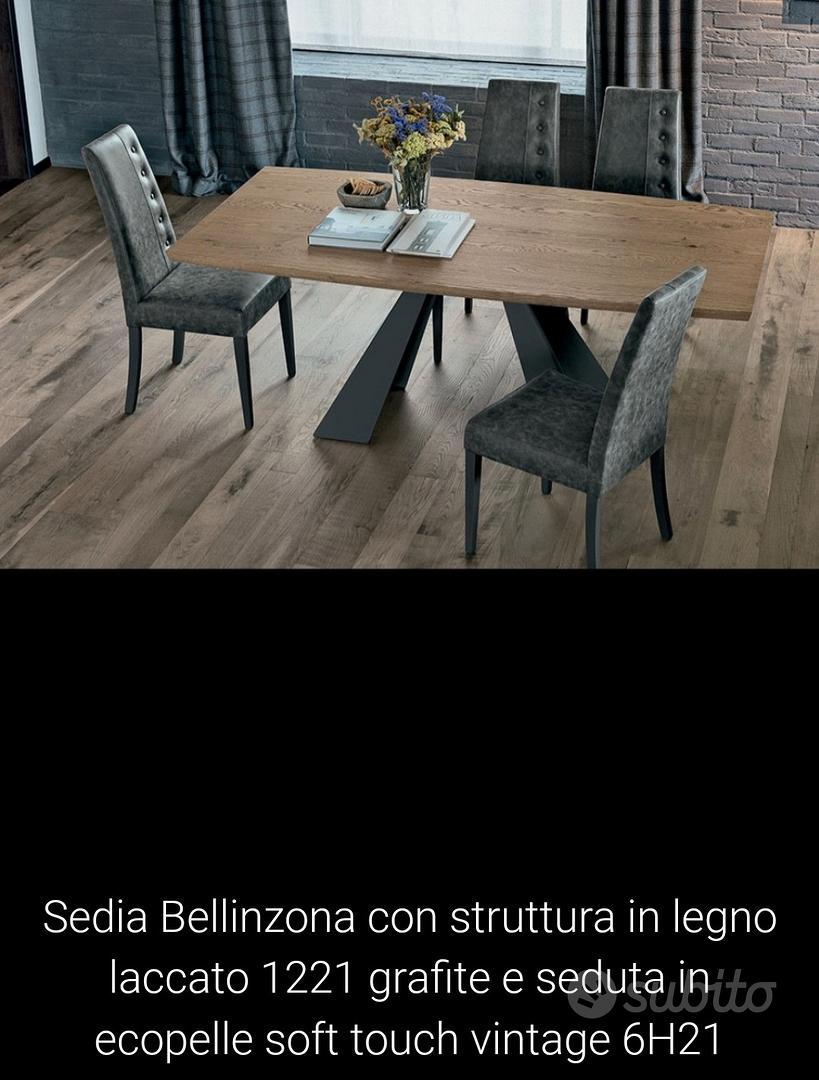 Sedie Bellinzona in legno e ecopelle vintage imbottite - Acquista