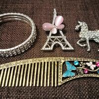 Set Bracciale Pettine Spilla Unicorno Tour Eiffel