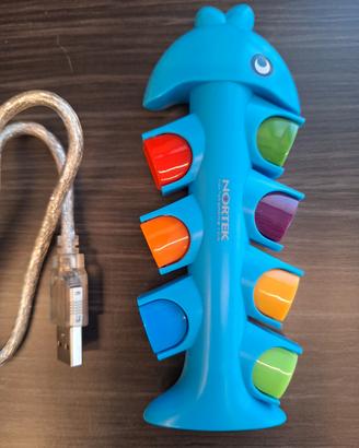 Hub USB vintage NORTEK "Fish" 7 Porte - Anni 2000