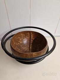 supporto ferro verniciato nero per noce di cocco