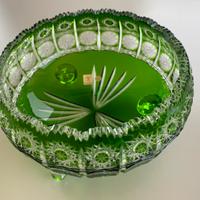 VINTAGE INSALATIERA BOHEMIA EMERALD GREEN QUEEN