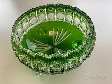 VINTAGE INSALATIERA BOHEMIA EMERALD GREEN QUEEN