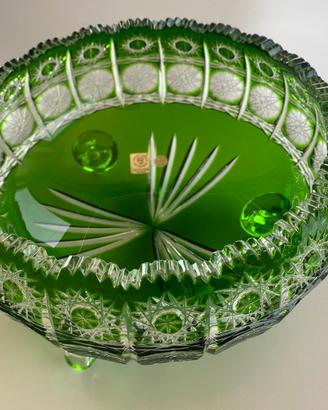 VINTAGE INSALATIERA BOHEMIA EMERALD GREEN QUEEN