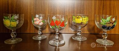 5 bicchieri cocktail/macedonia/gelato anni ‘70