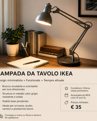 Lampada da scrivania orientabile Ikea