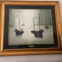 Quadro Gilbert Bria - pittura a olio barche vela