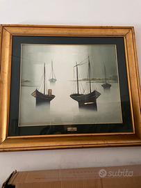 Quadro Gilbert Bria - pittura a olio barche vela
