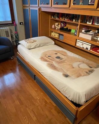 Letto singolo con cassettiera
