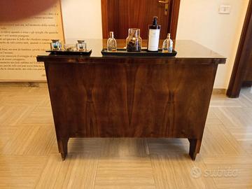 SCRIVANIA IN NOCE CON  4 CASSETTI  RESTAURATA