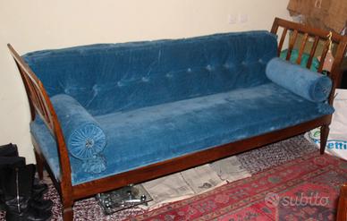 Divano letto antico Luigi XVI velluto blu