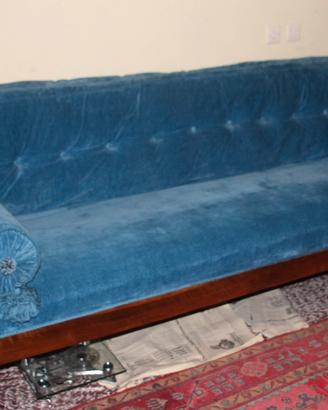 Divano letto antico Luigi XVI velluto blu