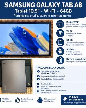Samsung Galaxy Tab A8 10.5” – 64GB Wi-Fi