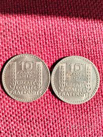 2 Monete da 10 Franchi Fr 1947