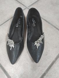 Scarpe Ballerine Flat LoverY Nere con Strass