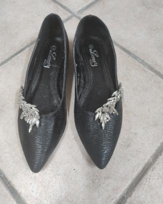 Scarpe Ballerine Flat LoverY Nere con Strass