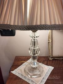 lampada piede cristallo e paralume vintage