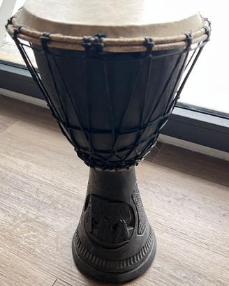 Djembe Africano Nero Intagliato Legno