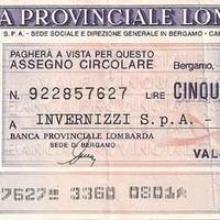 Miniassegni Banca Provinciale Lombarda
