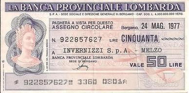 Miniassegni Banca Provinciale Lombarda