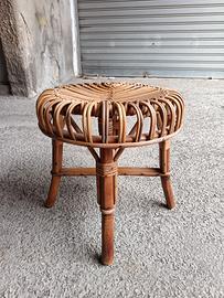 Sgabello vintage anni 60 in vimini 
