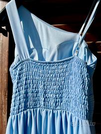 Abito da cerimonia donna, azzurro, monospalla, TU