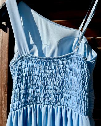 Abito da cerimonia donna, azzurro, monospalla, TU