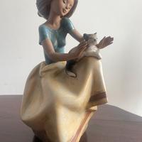 Statuina LLDRO’ Donna con gatto - 2169