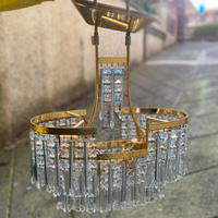 Lampadario in ottone e cristalli Swarovski