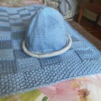 Copertina prr neonato lavorata a mano con cappelli