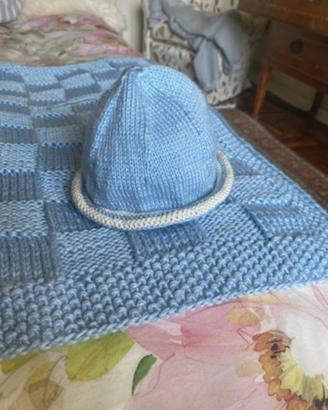Copertina prr neonato lavorata a mano con cappelli