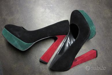 Decolletè in camoscio tre colori con tacco alto