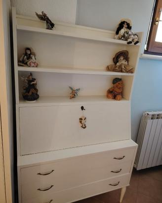 Scrittoio a ribalta antico in legno con cassetti