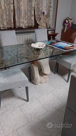 mobili in arte povera più tavolo in cristallo