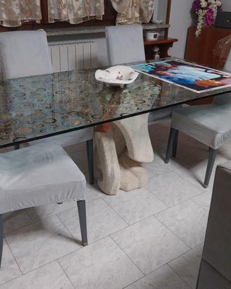 mobili in arte povera più tavolo in cristallo