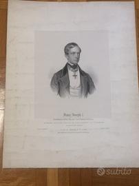 Antica Litografia di Franz Joseph 1, Austria 1849
