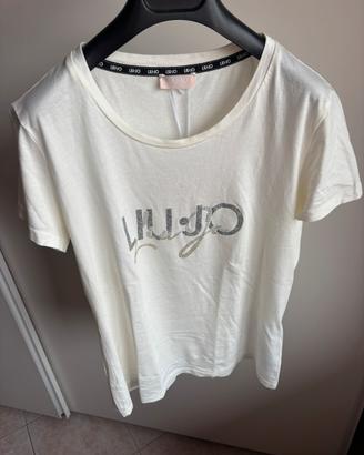 T -shirt bianco latte strass Liu Jo Tg. S