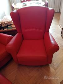 poltrone pelle rossa + puff omaggio