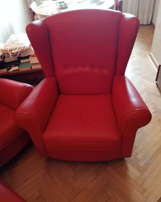 poltrone pelle rossa + puff omaggio