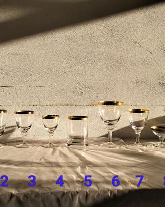 Bicchieri in cristallo con bordo dorato