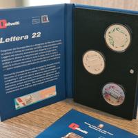 Trittico monete 5 Euro Olivetti Lettera 22 FDC