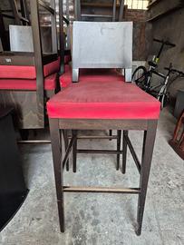 17 sedie basse, 16 sgabelli alti tre tavoli alti.