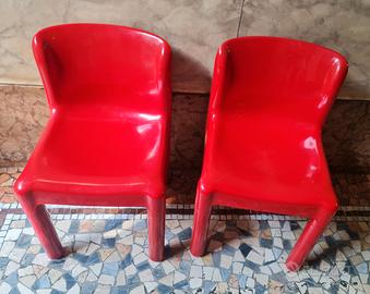 kartell 2 sedie rossa Carlo bartoli design vintage