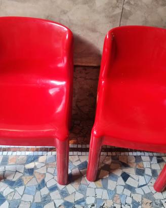 kartell 2 sedie rossa Carlo bartoli design vintage