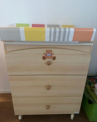 Fasciatoio in legno con cassetti – Orsetto – 50