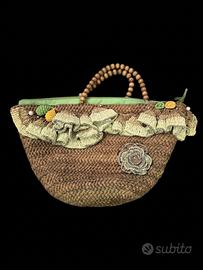 Borsa in paglia con manici in legno 
