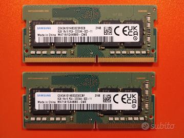 2 Schede RAM 8x2=16 GB DDR4 (Samsung) 