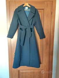 Cappotto donna blu lana lungo