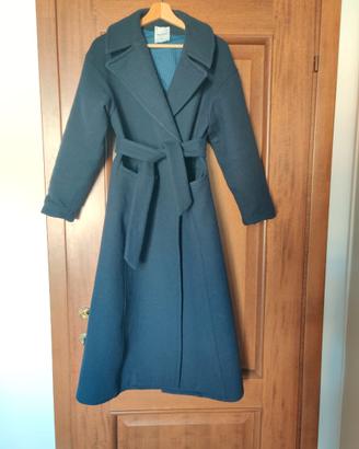 Cappotto donna blu lana lungo